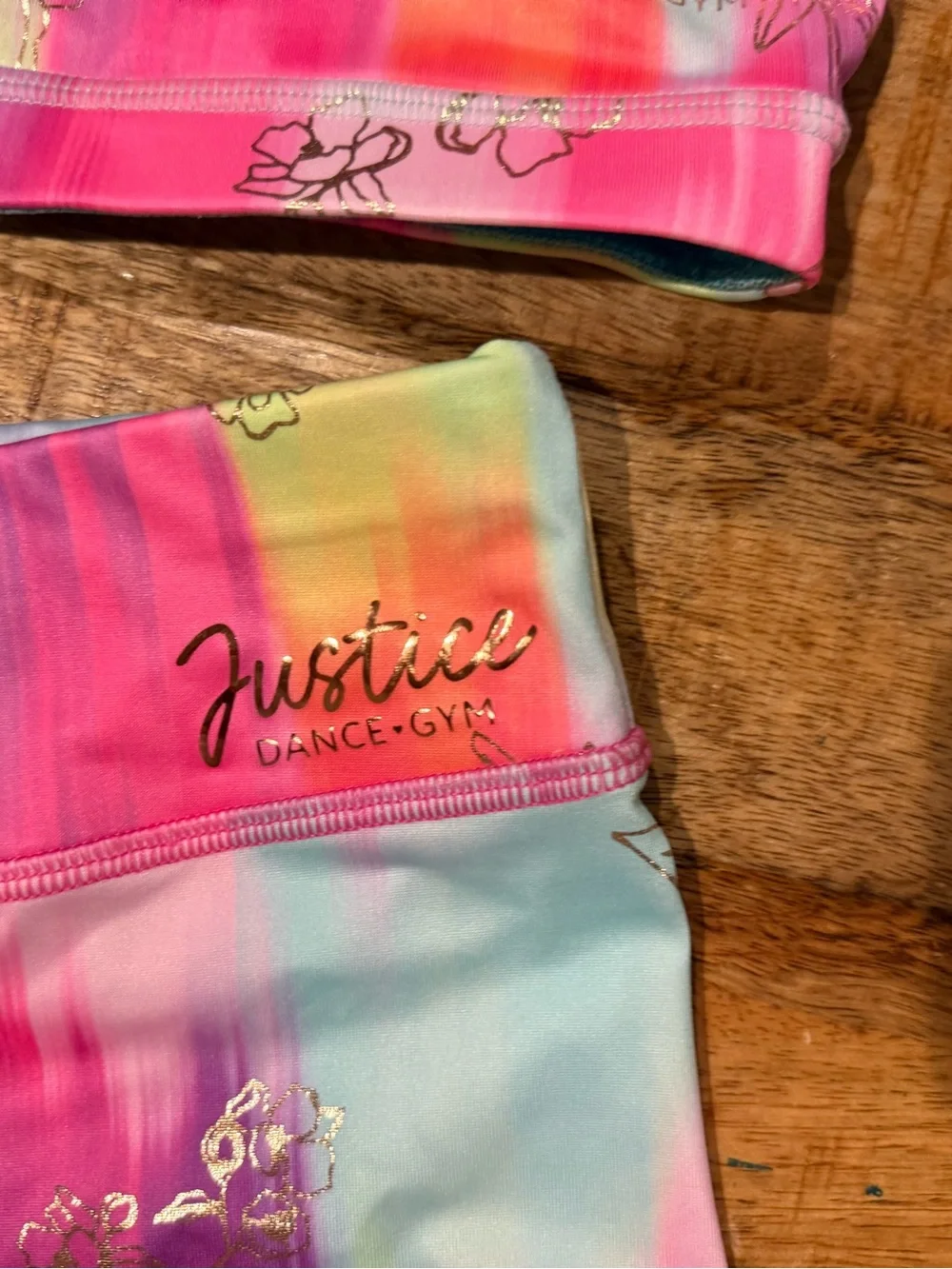 Justice Dance & Gym Girls Rainbow Tie-Dye Activewear Set Size Small 7/8